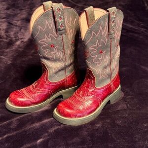 Ariat Red and Gray Heeled Boots